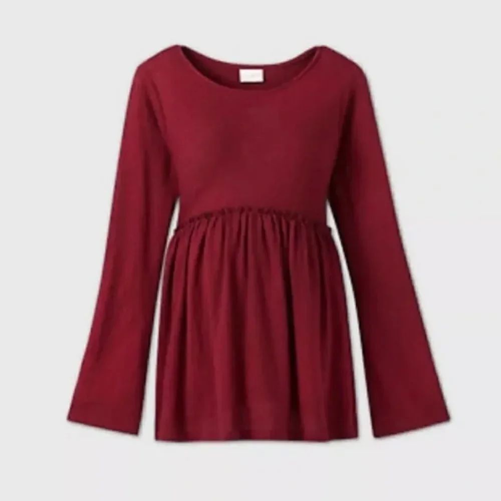 Isabel Maternity by Ingrid & Isabel Burgundy Long Bell Sleeve Top